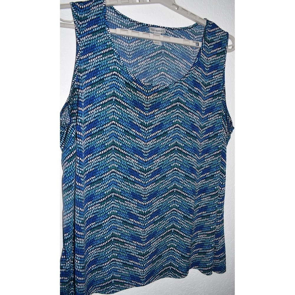 Catherines 3X Sleeveless Stretch Top Lightweigth Geo Print Artsy Breezy Comfy - Picture 2 of 16